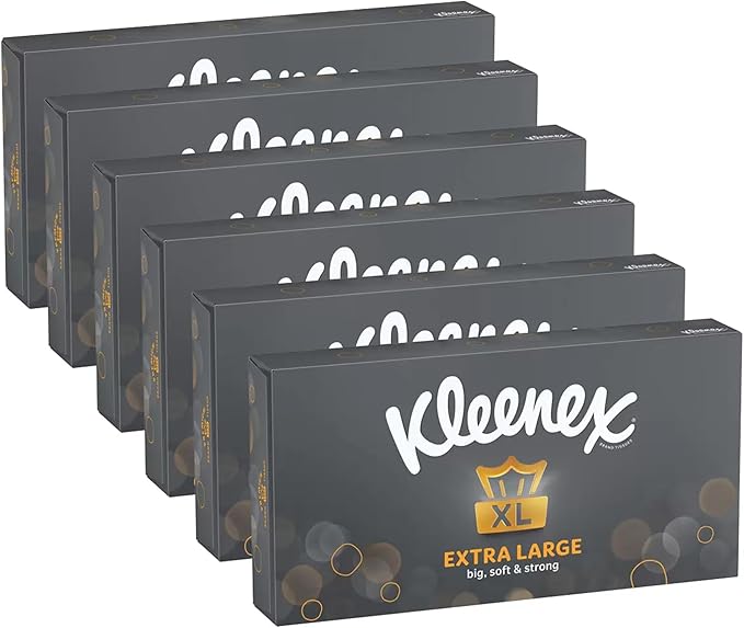 Kleenex Extra Large Facial Tissue for Men 2-Ply 90 Sheets, Pack of 6