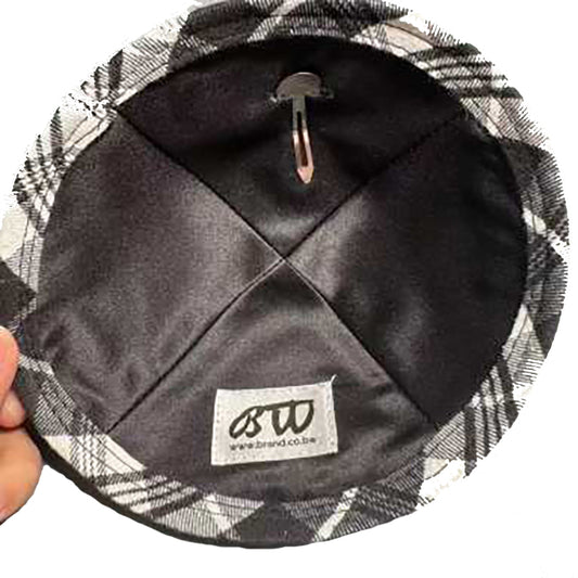 BW Brand Kippot – Black & White Tartan Design