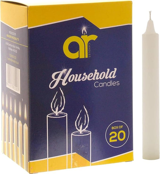 Unscented White Household Candles 11.8cm – Pack of 20 – Shabbos/Shabbat Candles for Emergency, Power Cuts, Home Use, Prayer, Vigil, Church, Decoration, Long Burn & Everyday Use